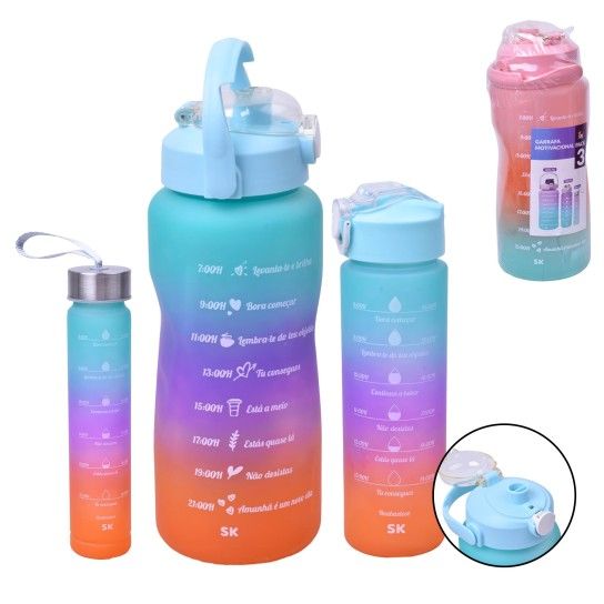 Set 3 Garrafas de Plástico KIKASA