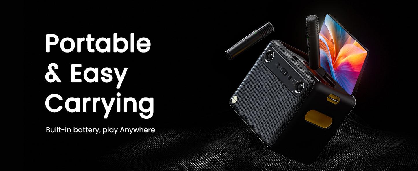 Sistema De Som Karaoke Portátil Break X2 Com Ecrã Tátil 10,1" 180º + 2 Microfones Sem Fios – Android