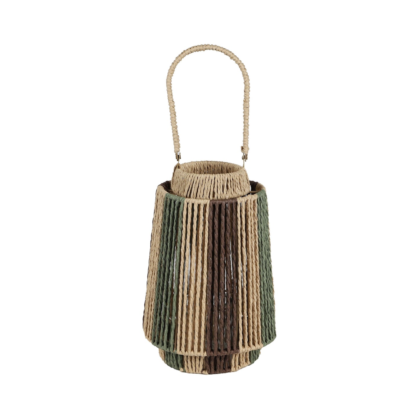 Lanterna em Corda Tonalidades Naturais (Castiçal - 19,5x28 cm)