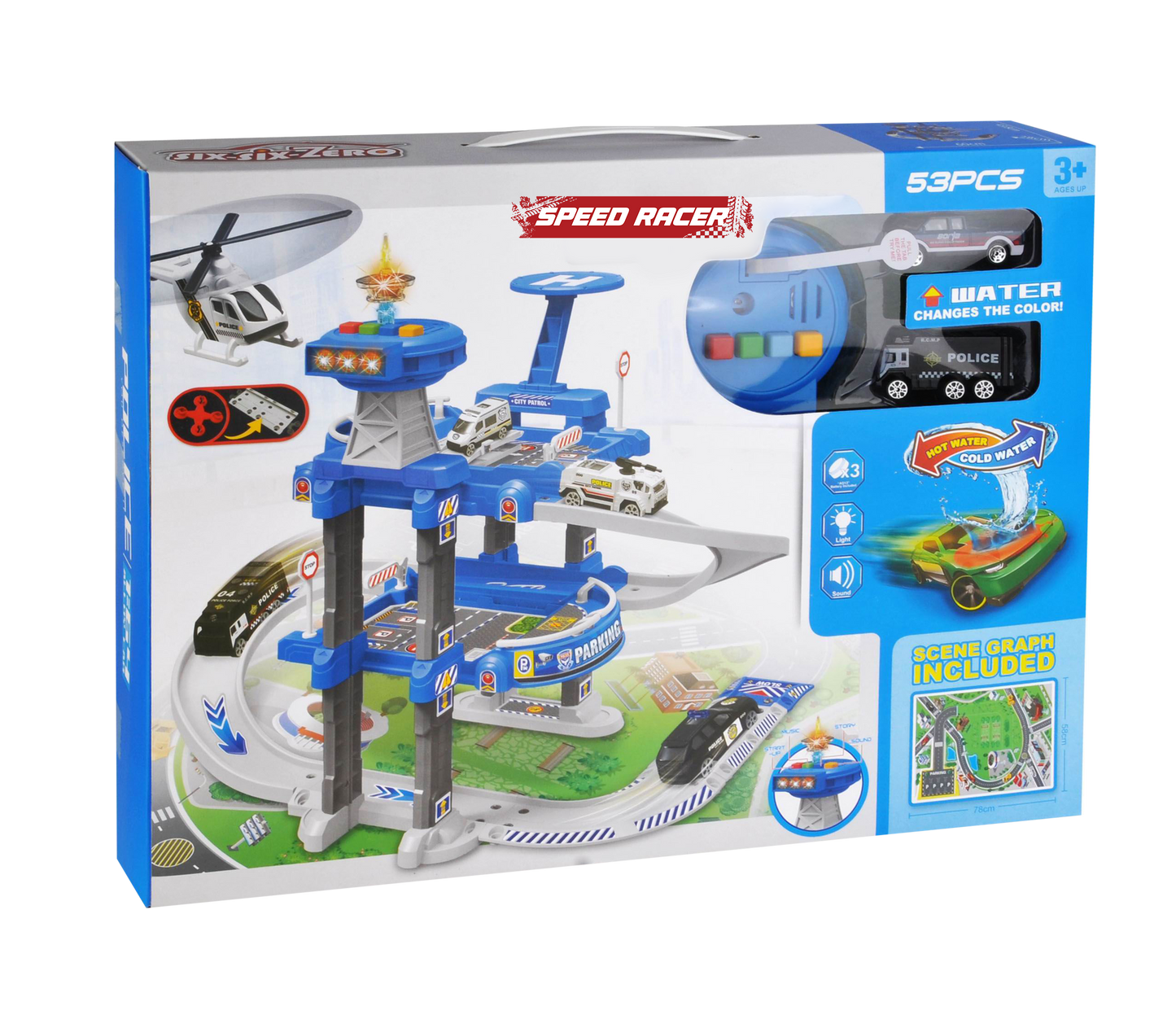 Parque de Estacionamento c/ Luz e Música (Azul) SPEEDRACER