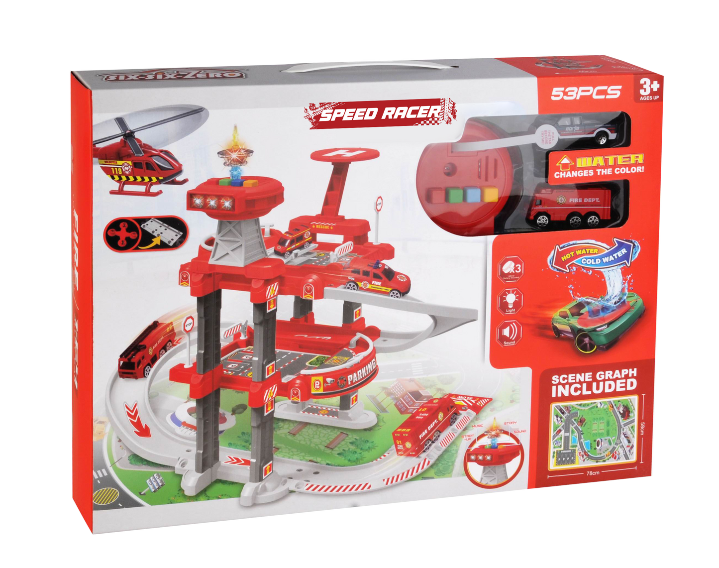 Parque de Estacionamento c/ Luz e Música (Vermelho) SPEEDRACER