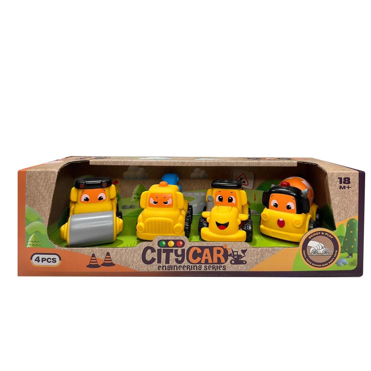 Kit Construção 4 Carros Softtouch KIDZUP