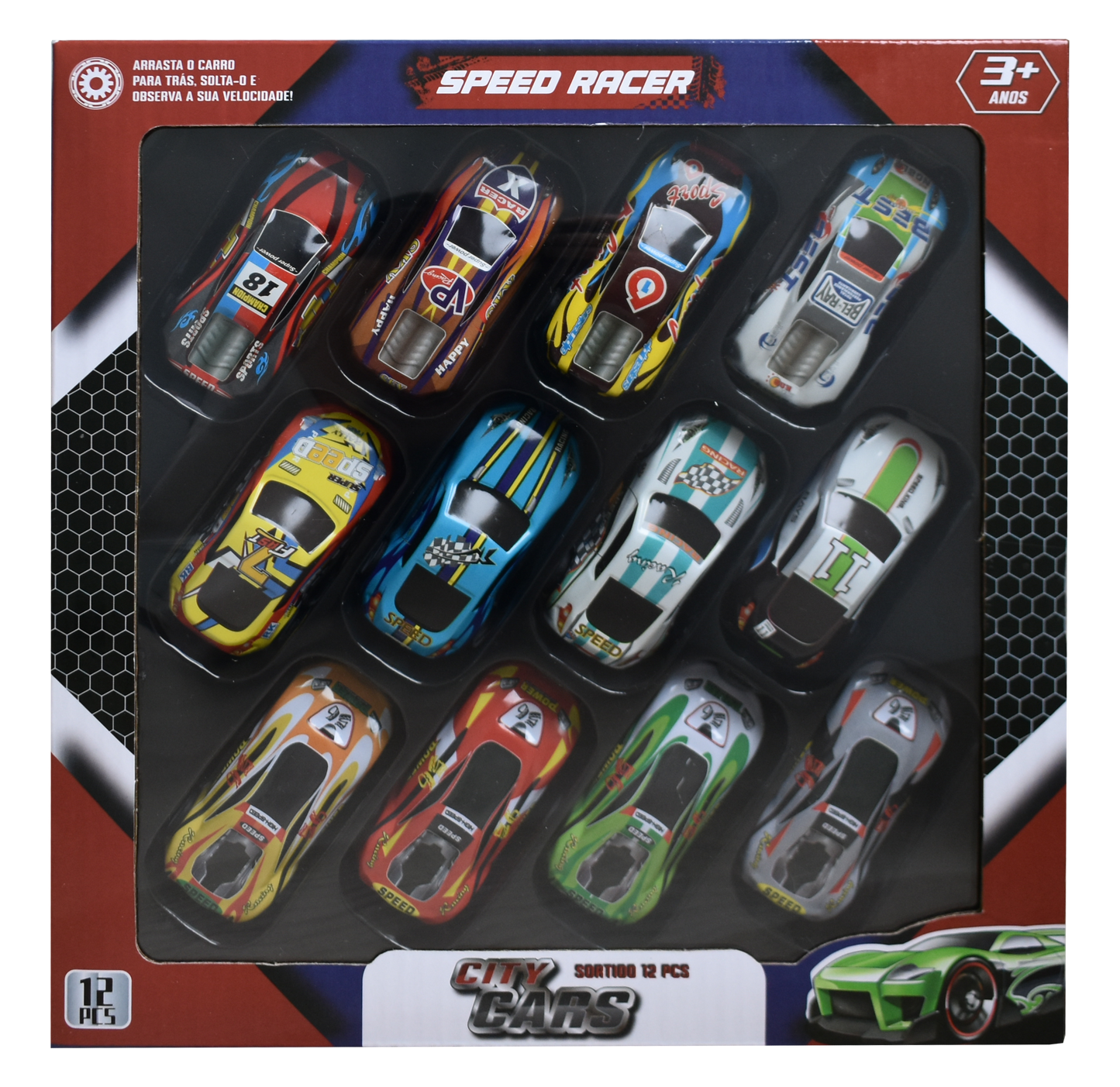 Caixa 12 Carrinhos Sortidos SPEEDRACER
