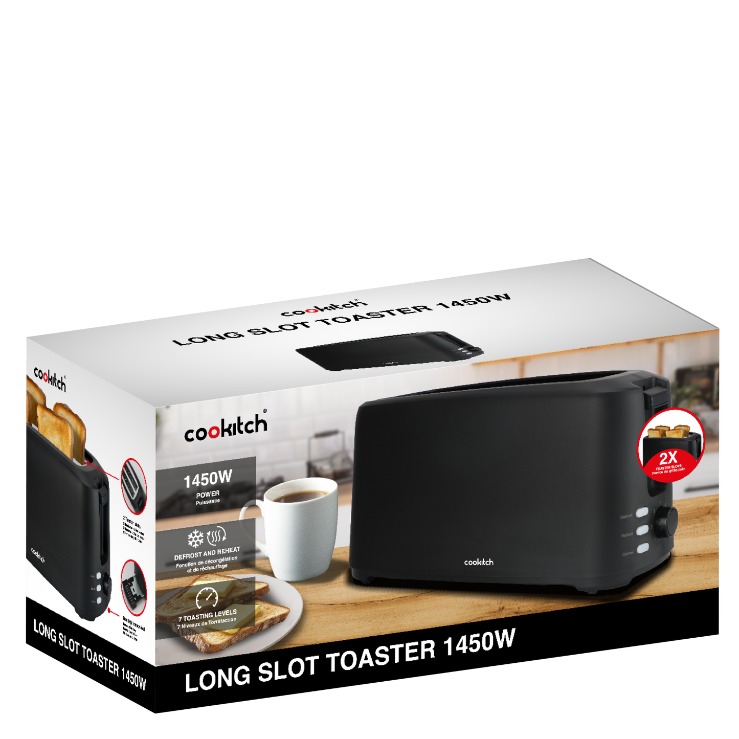 Torradeira 4 Fatias - Long Slot Preto Matte 1450w COOKITCH