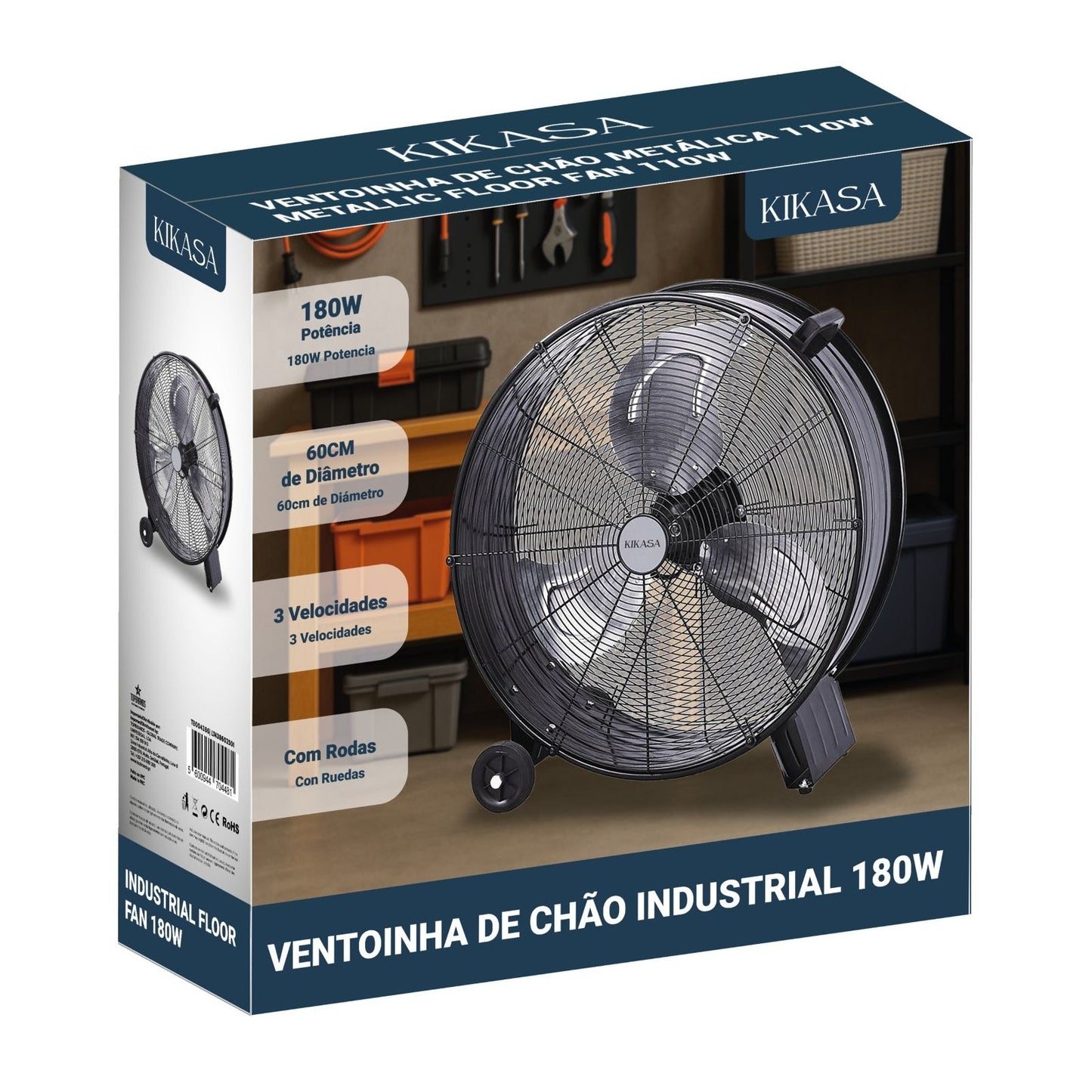 Ventoinha de Chão Industrial 180W KIKASA
