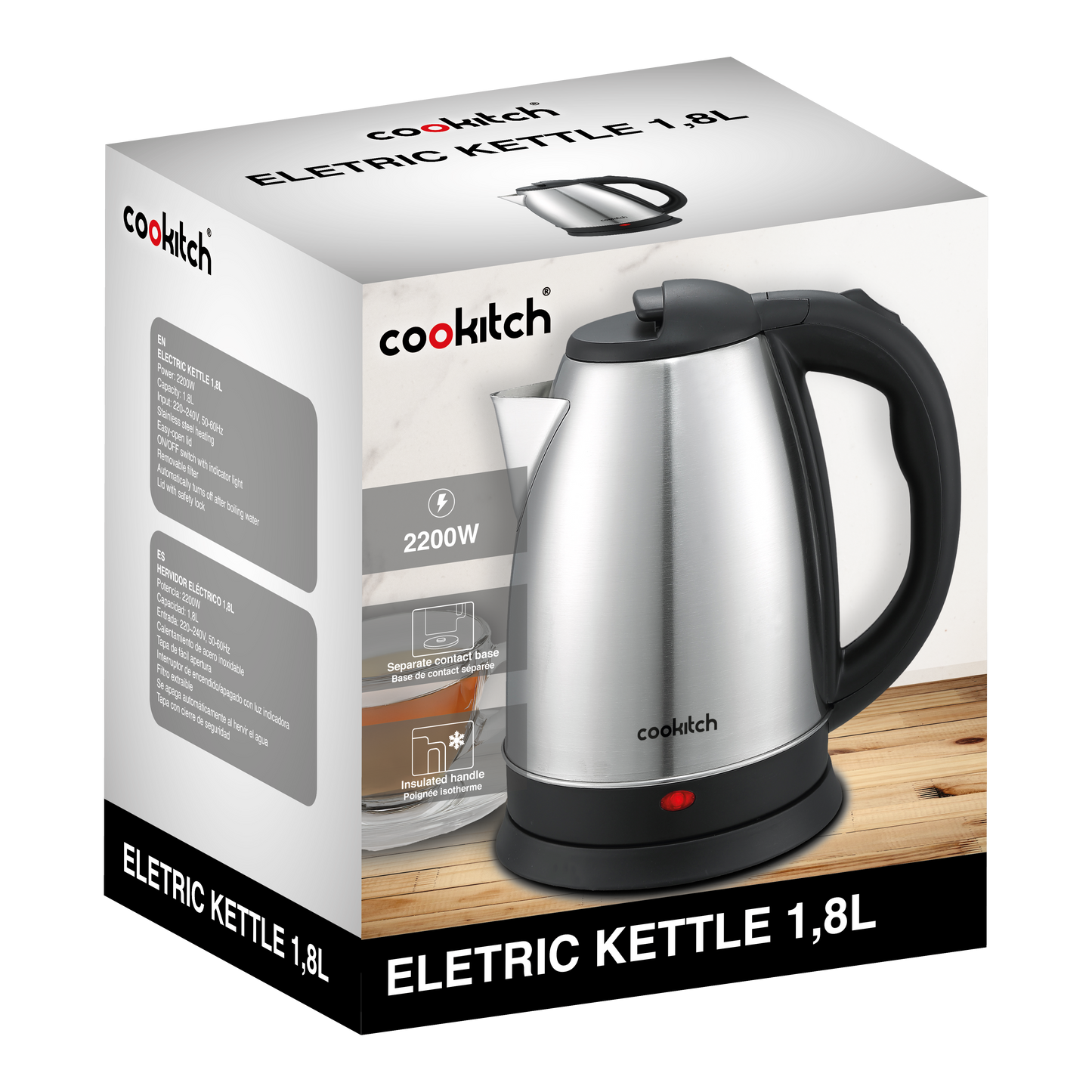 Chaleira Aço Inoxidável 1,8L 2200W COOKITCH