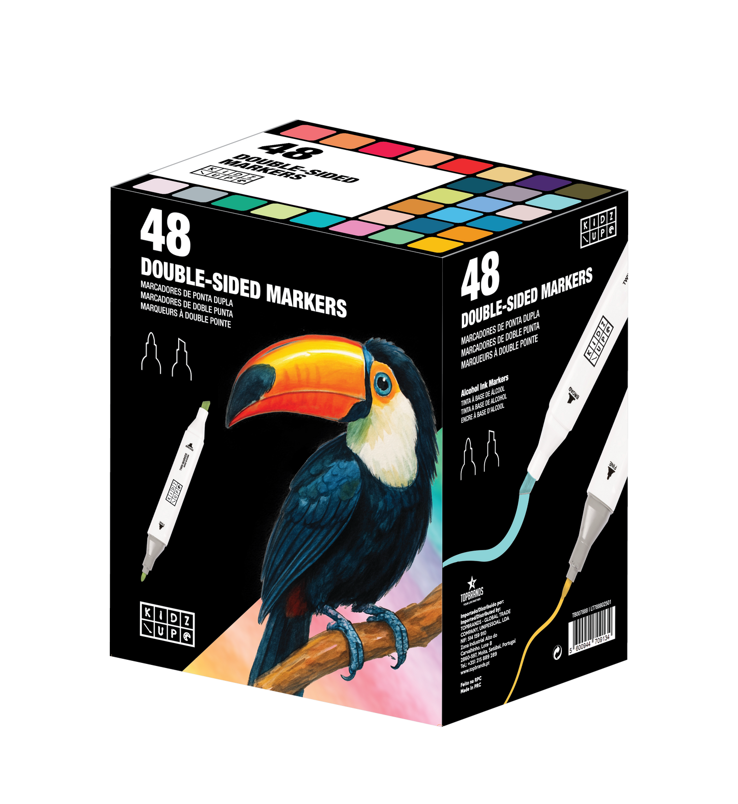 Conjunto 48 Marcadores Dupla Ponta + Bolsa e Organizador