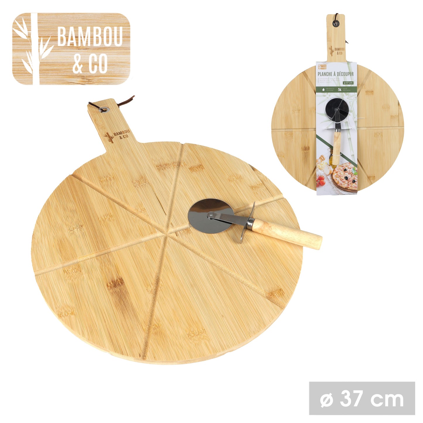 Tábua de Corte + Cortador Pizza (Diâmetro 37cm)