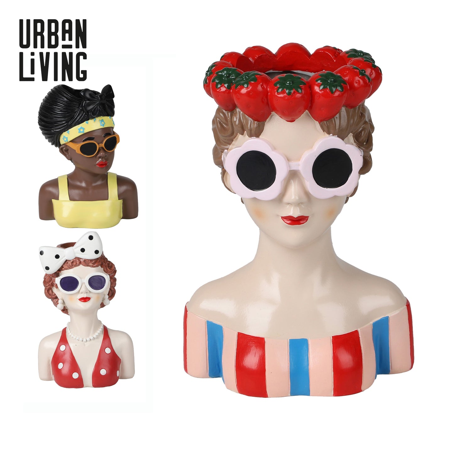 Pack 3 Vasos Bustos de Mulheres em Resina