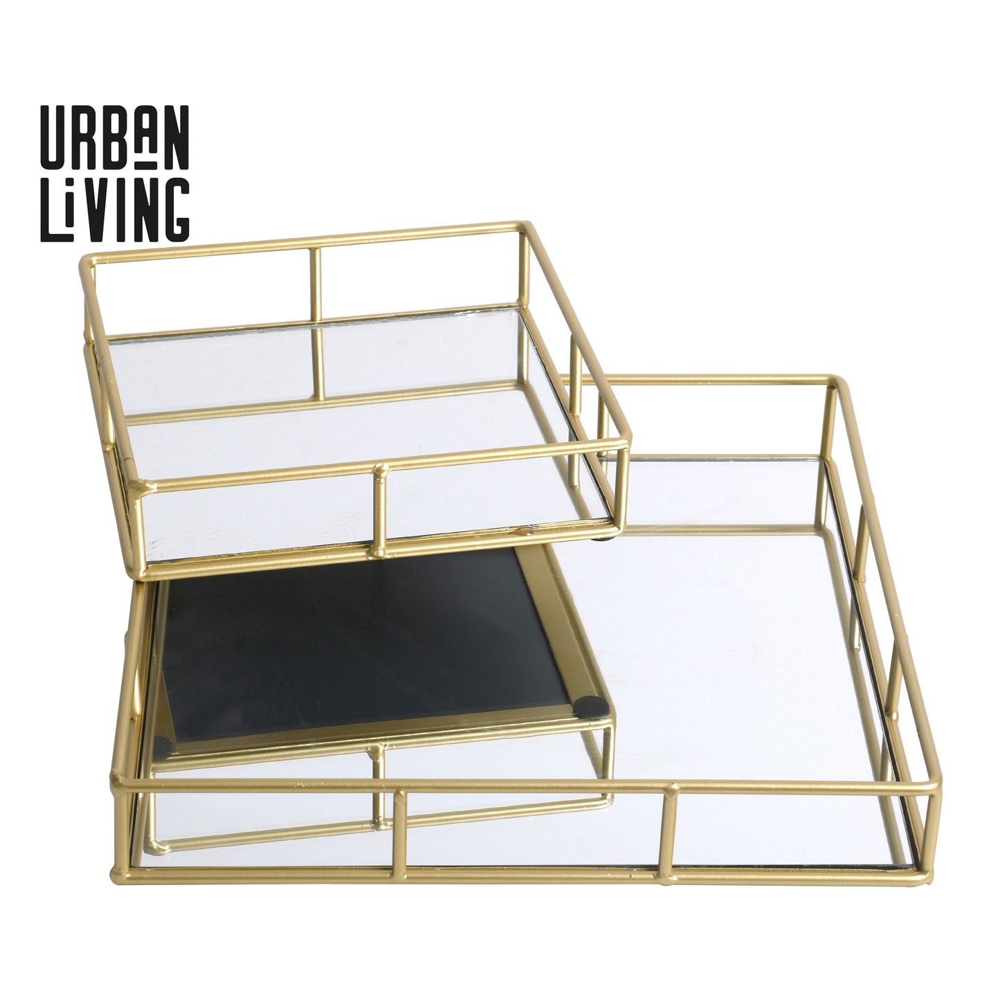 Conjunto de 2 Tabuleiros Espelho Quadrado (30x30x5CM & 20x20x5 cm)