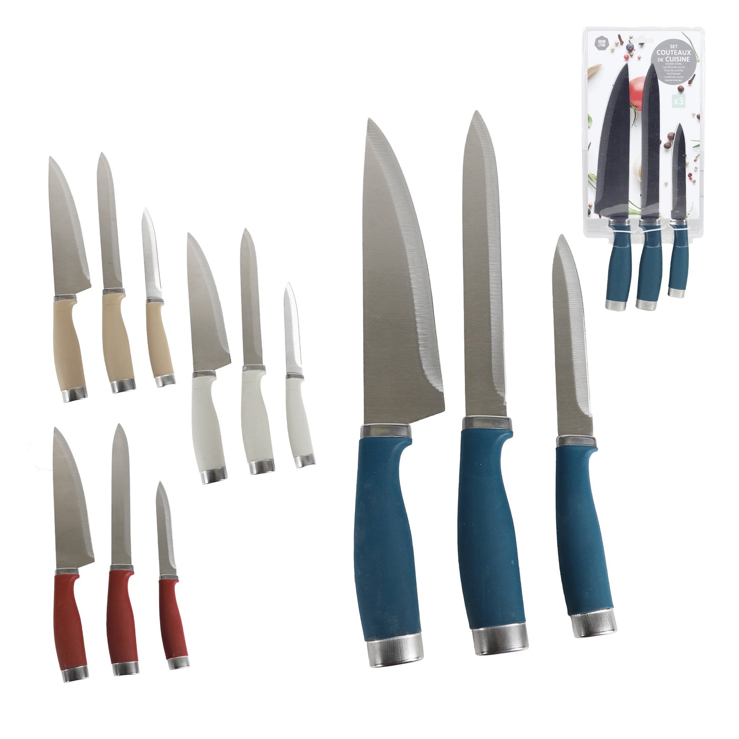Conjunto de 3 Facas de Cozinha (38x16 cm)