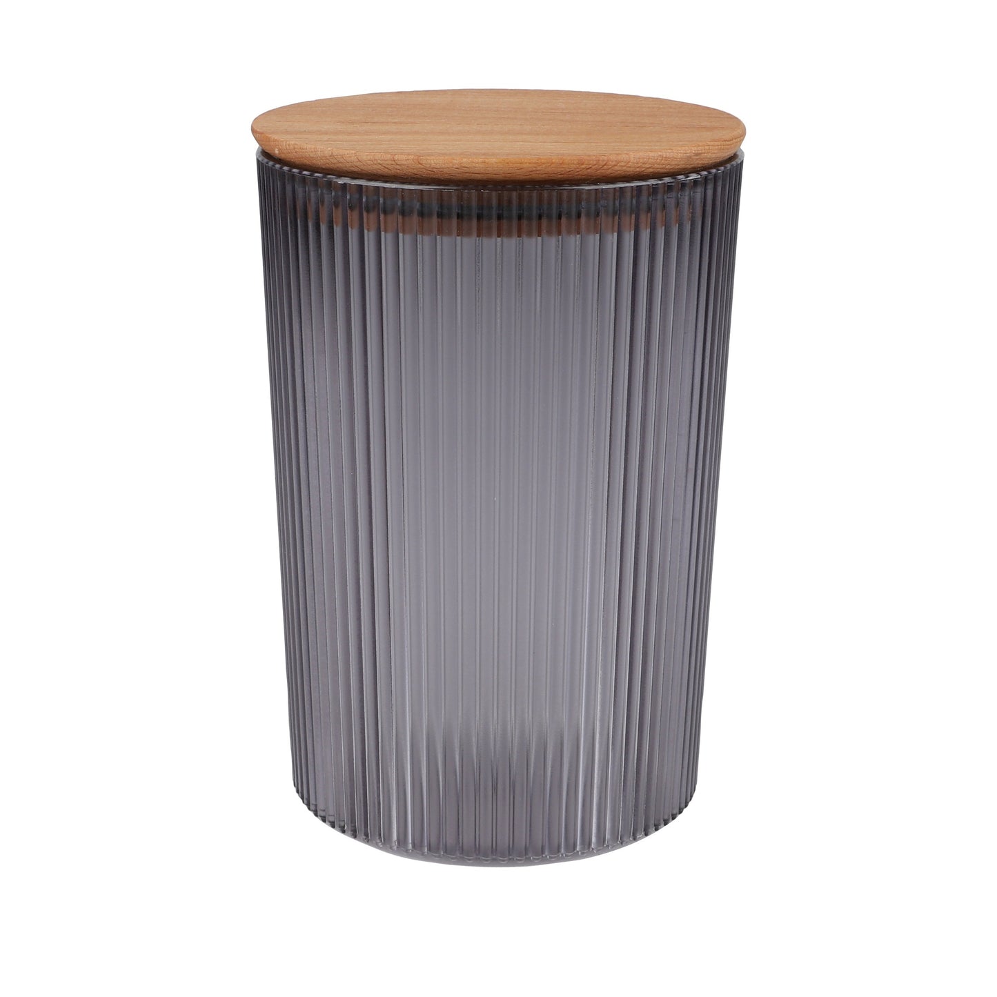 Caixa Hermética 1,5L Tampa em Madeira (Diâmetro: 13,5 cm - Cinzento)
