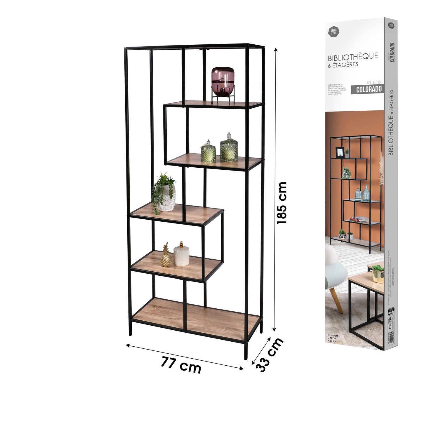 Estante Biblioteca 6 Prateleiras (77x33x185 cm)