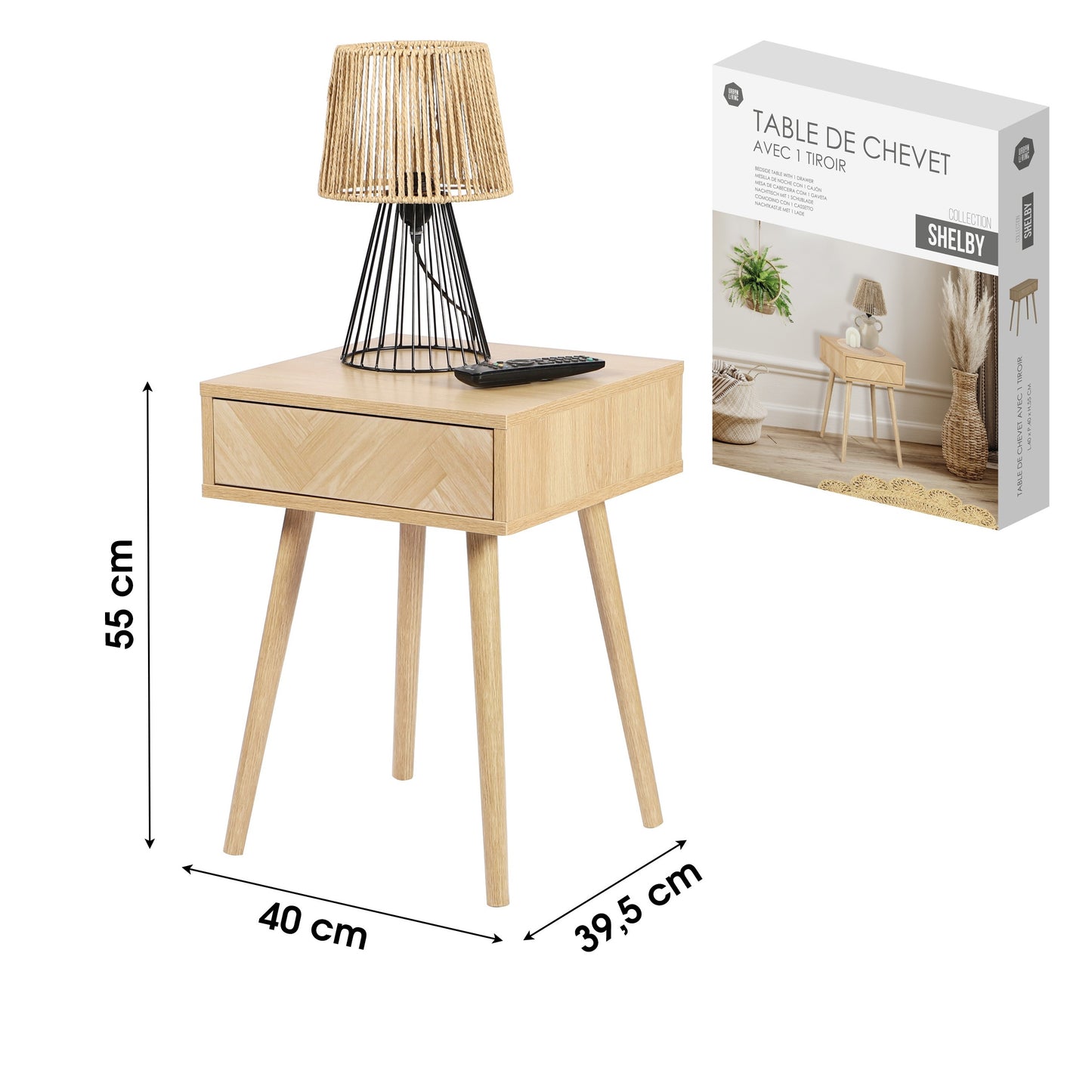 Mesa de Cabeceira com 1 Gaveta (40x40x55 cm)