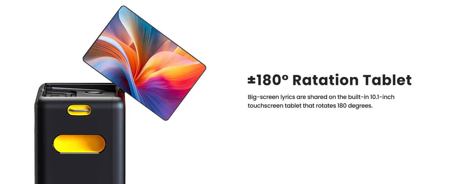 Sistema De Som Karaoke Portátil Break X2 Com Ecrã Tátil 10,1" 180º + 2 Microfones Sem Fios – Android