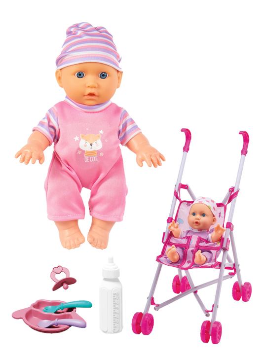 Boneca + Carrinho de Passeio (9 Polegadas) NEQUITO