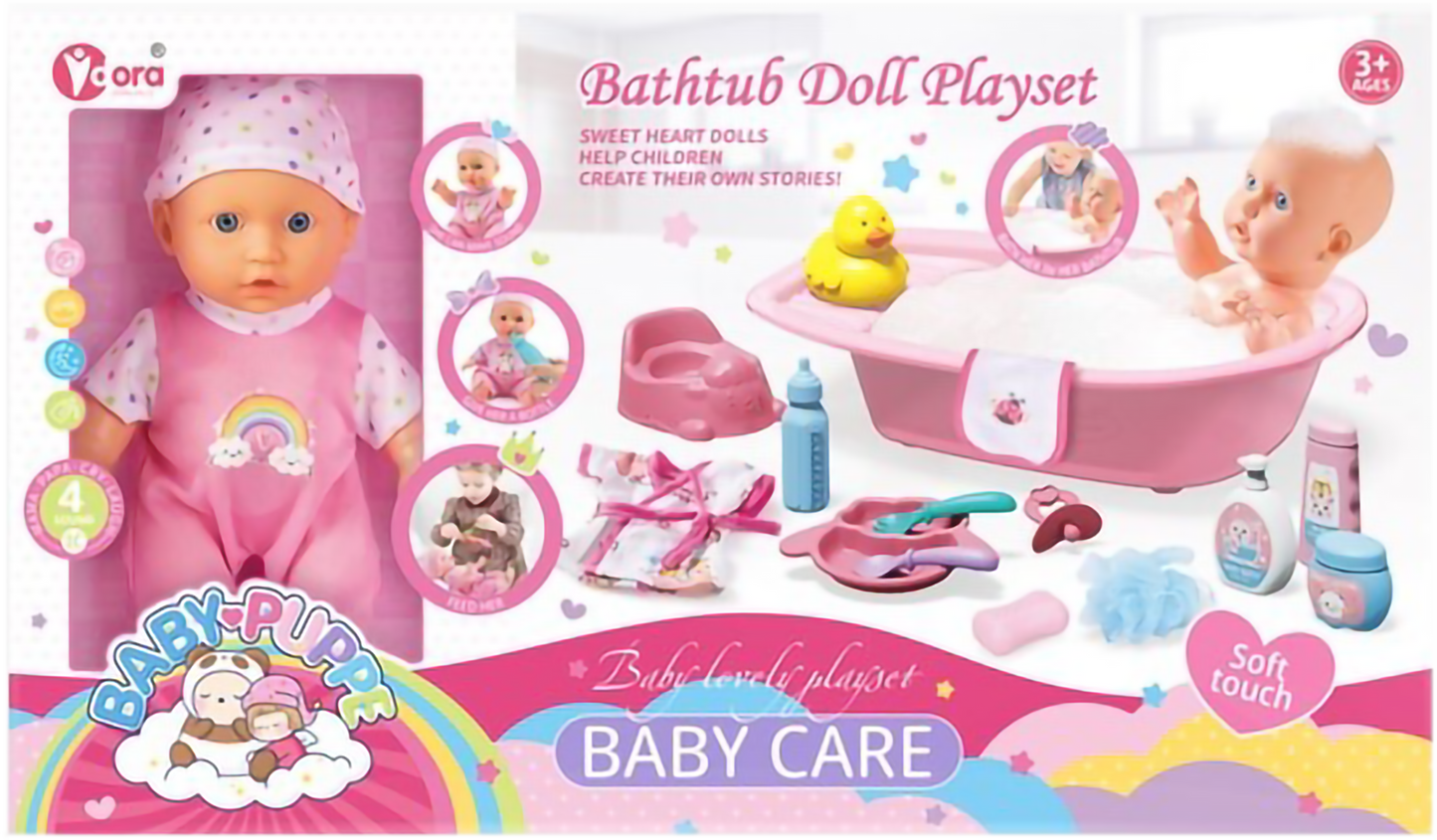 Conj. Banho + Boneca de c/Som (9 Polegadas) NEQUITO