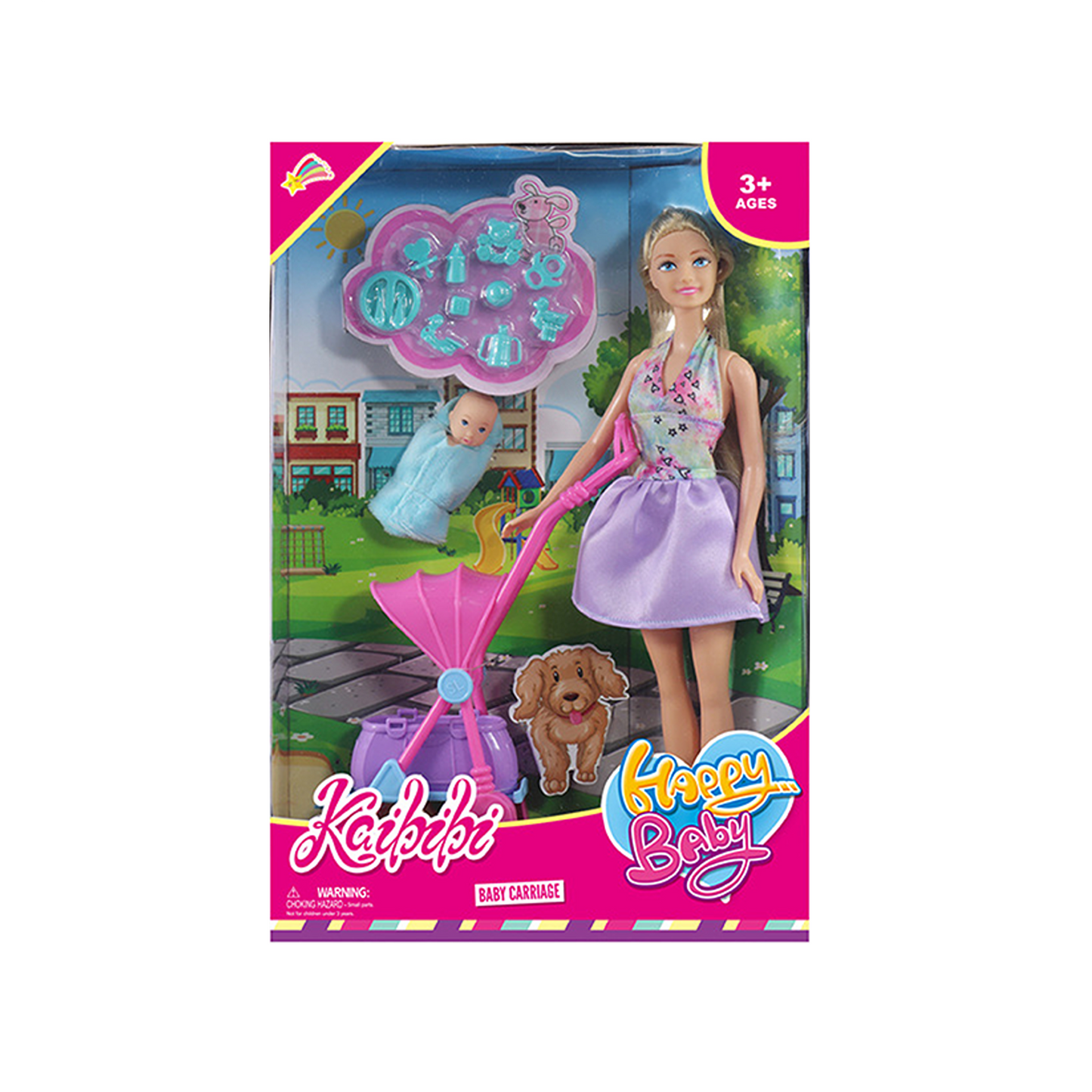 Boneca 11 + Carrinho de Bebé KAIBIBI