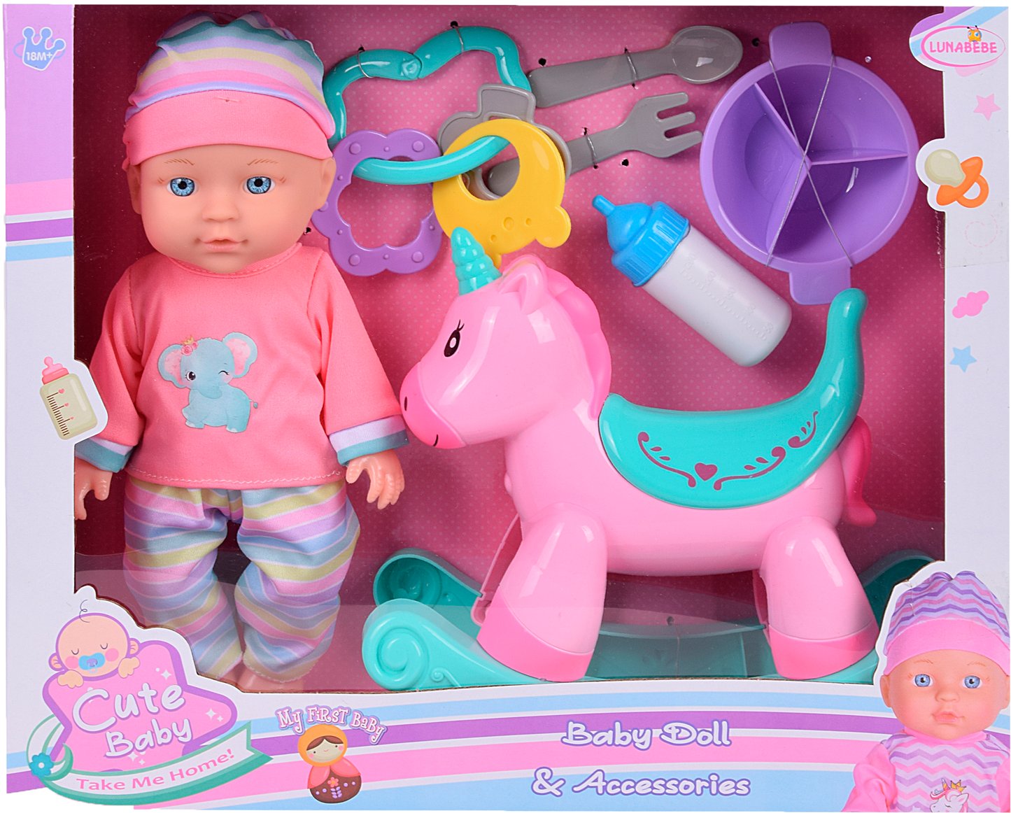 Boneca 30CM C/Unicórnio e Acessórios NEQUITO