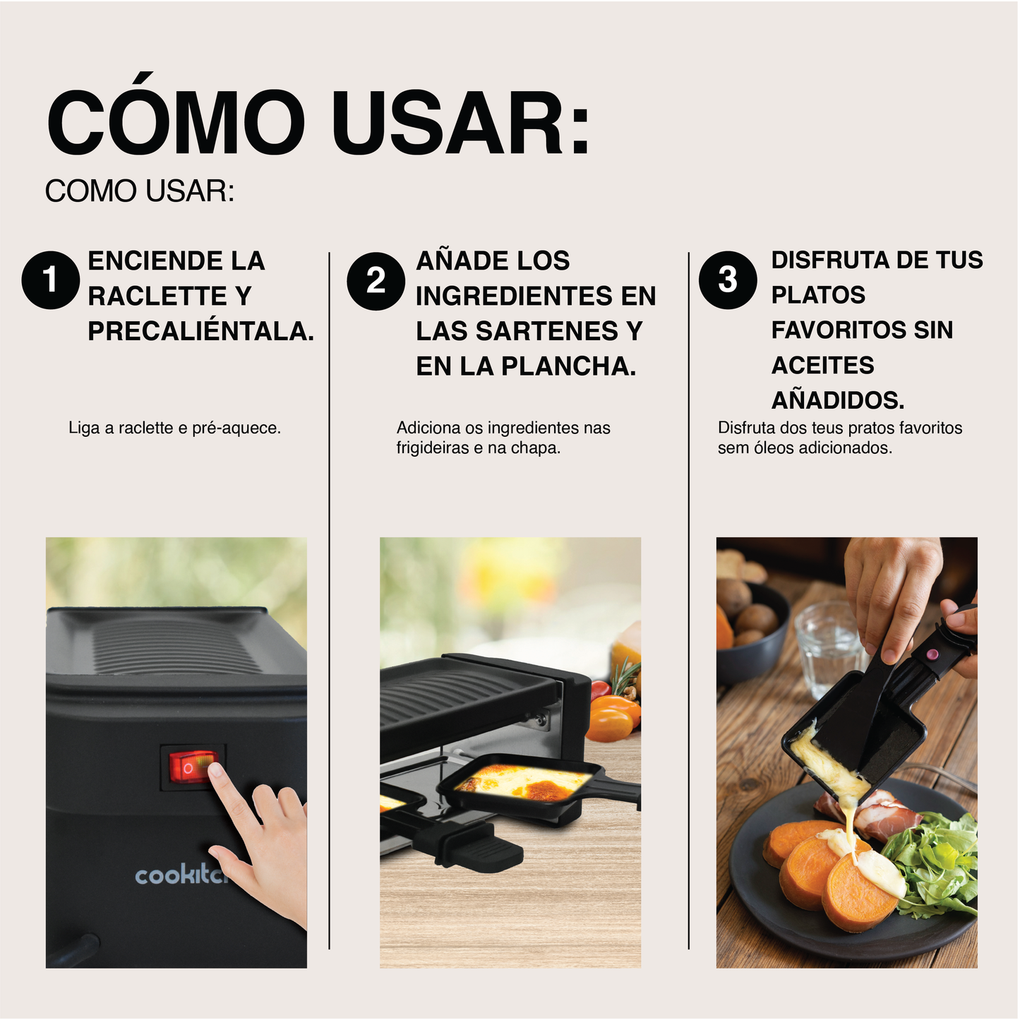 Raclette Retangular 2 Pessoas 400W COOKITCH