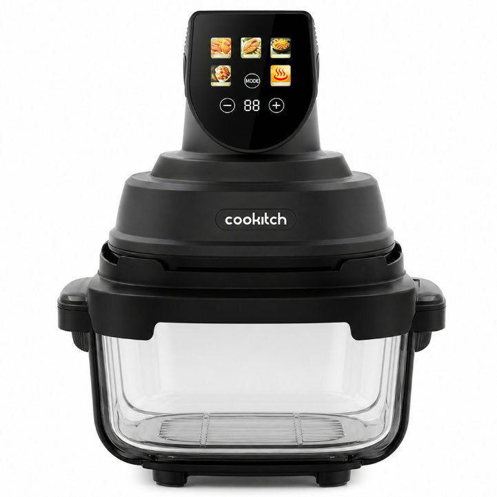 Air Fryer  - Fritadeira sem Óleo Portátil de Vidro Cookitch (4L + 1.5L- 1500 W - Preto)