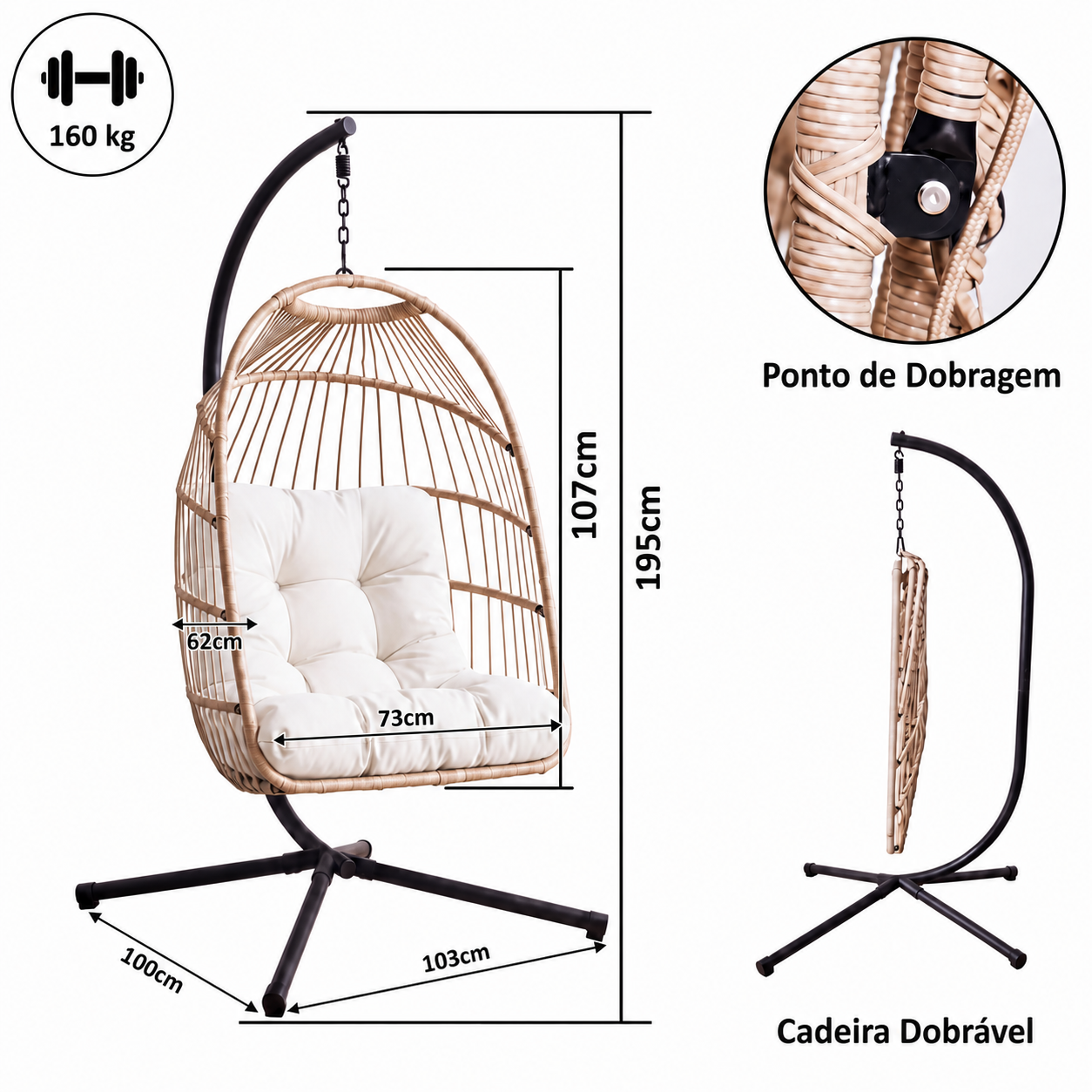 Cadeira Suspensa Dobrável BORA BORA