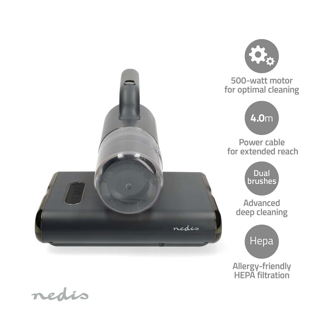 Aspirador de Colchões NEDIS 500W (350 ml - Filtro HEPA - 240V)