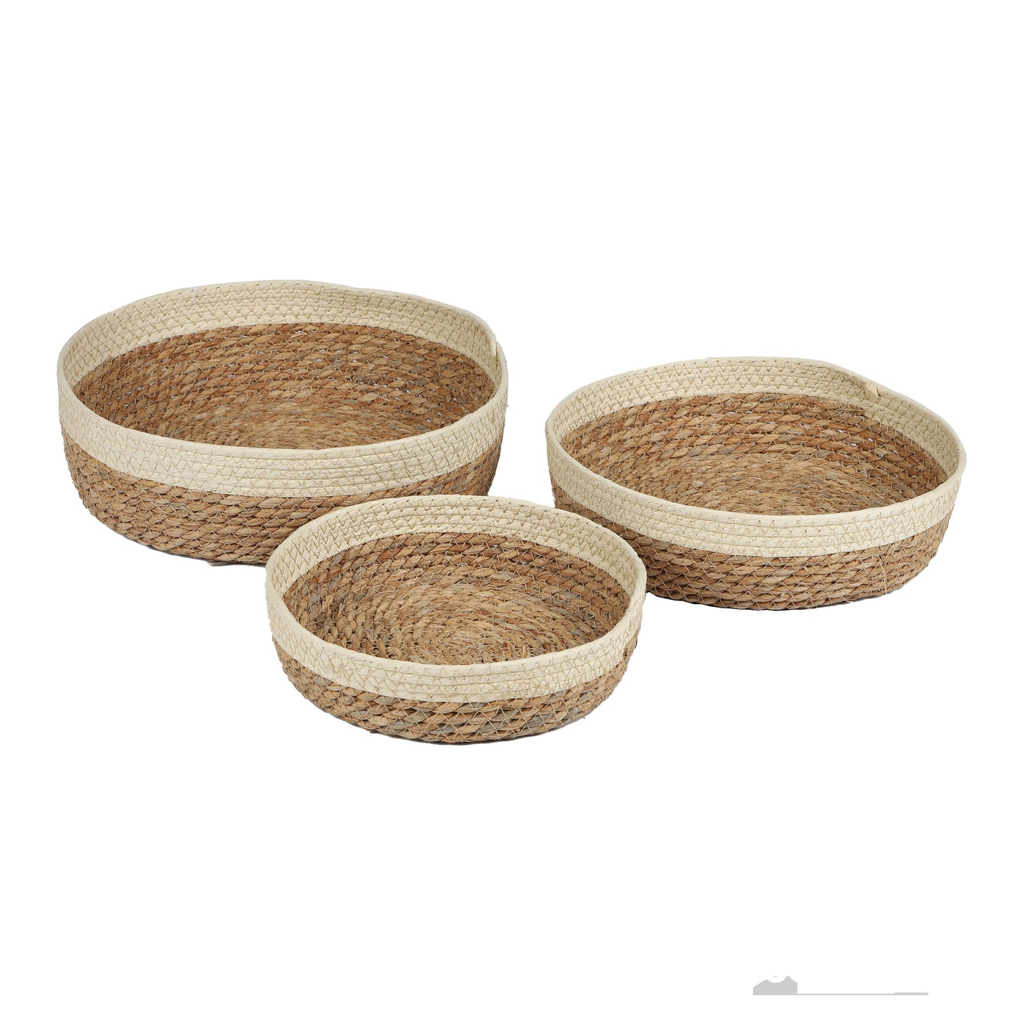Conjunto de 3 Cestos em Junco e Corda de Papel