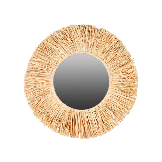 Espelho com Franjas em Ráfia (Diâmetro: 46 cm)