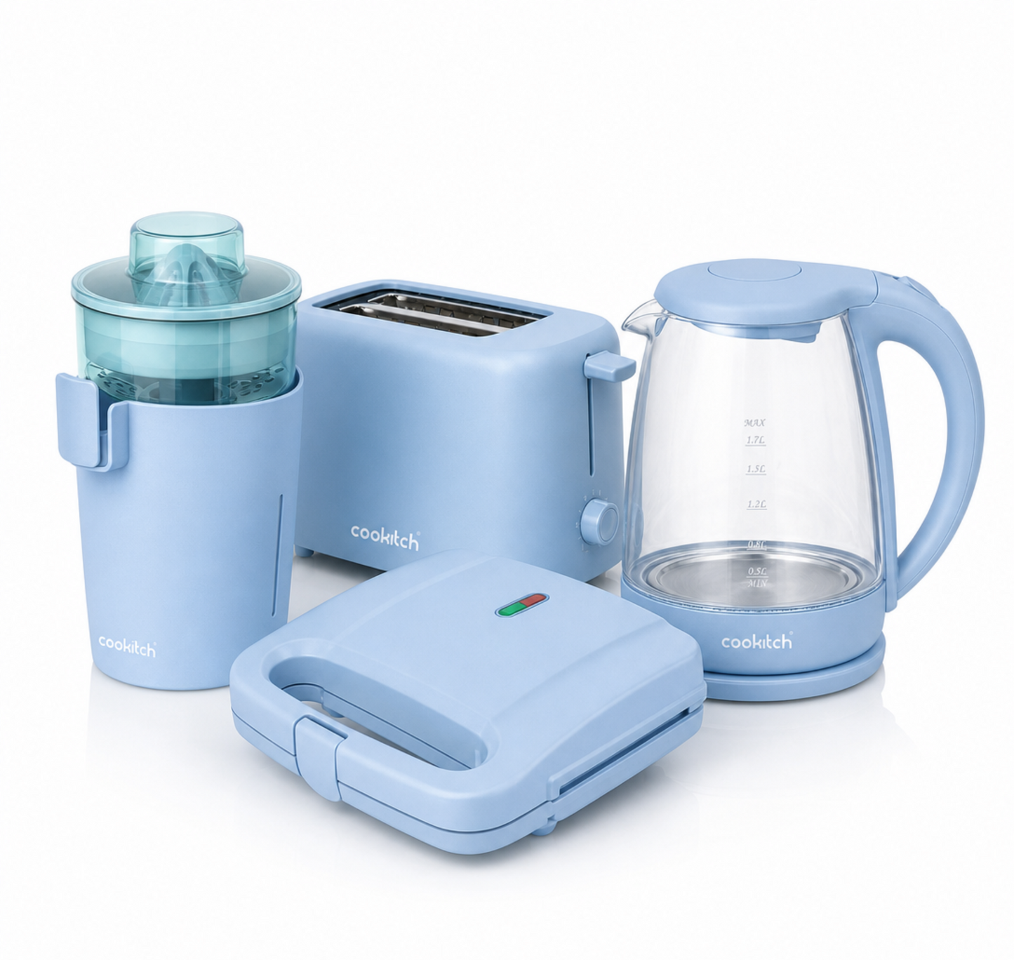 Conjunto Pequeno Almoço Sky Blue - Torradeira+ Sandwicheira+Jarro Elétrico+ Espremedor de Citrinos