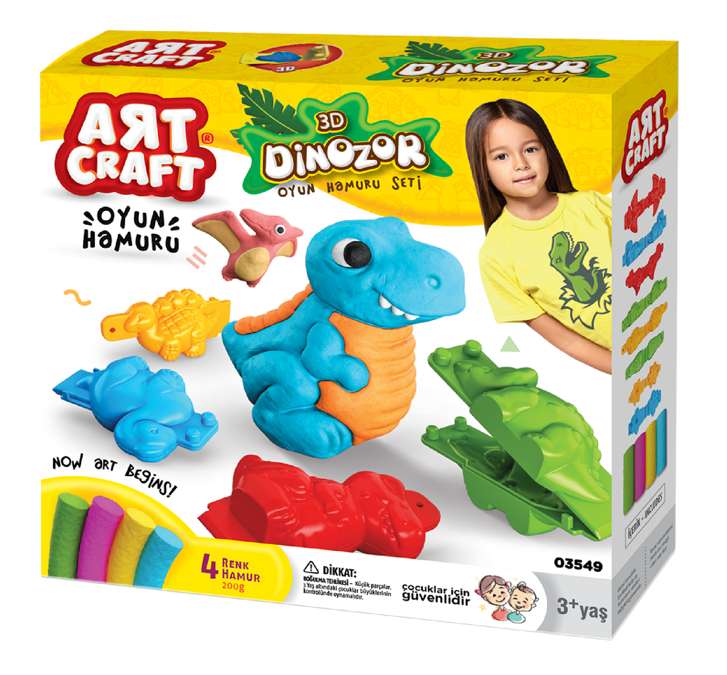 3D Dinosaur Dough Set w/ Moulds ART CRAFT