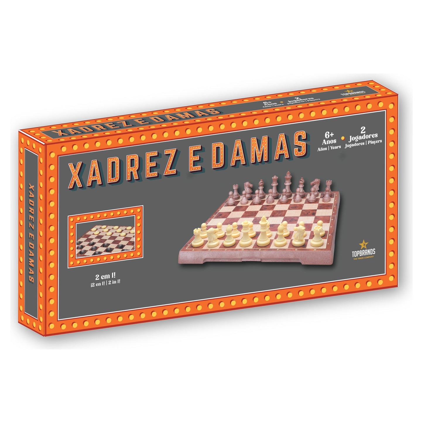 JG 2 em 1 Xadrez e Damas Retro Games