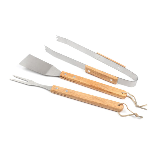 Set 3 Talheres 34CM Madeira BBQ LOVERS