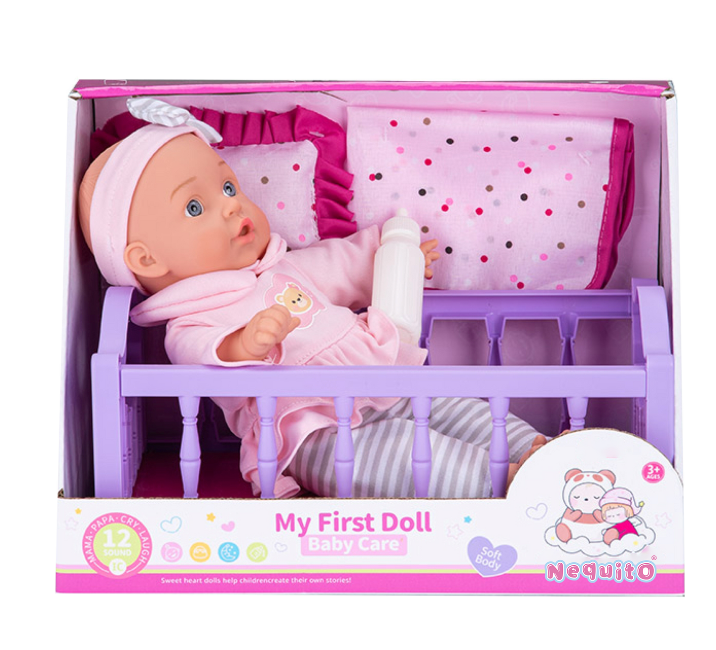 Boneca 12 Sons 35CM c/Berço NEQUITO