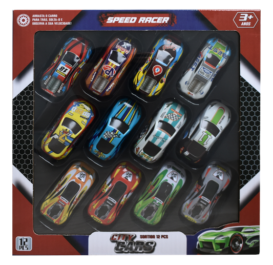 Caixa 12 Carrinhos Sortidos SPEEDRACER