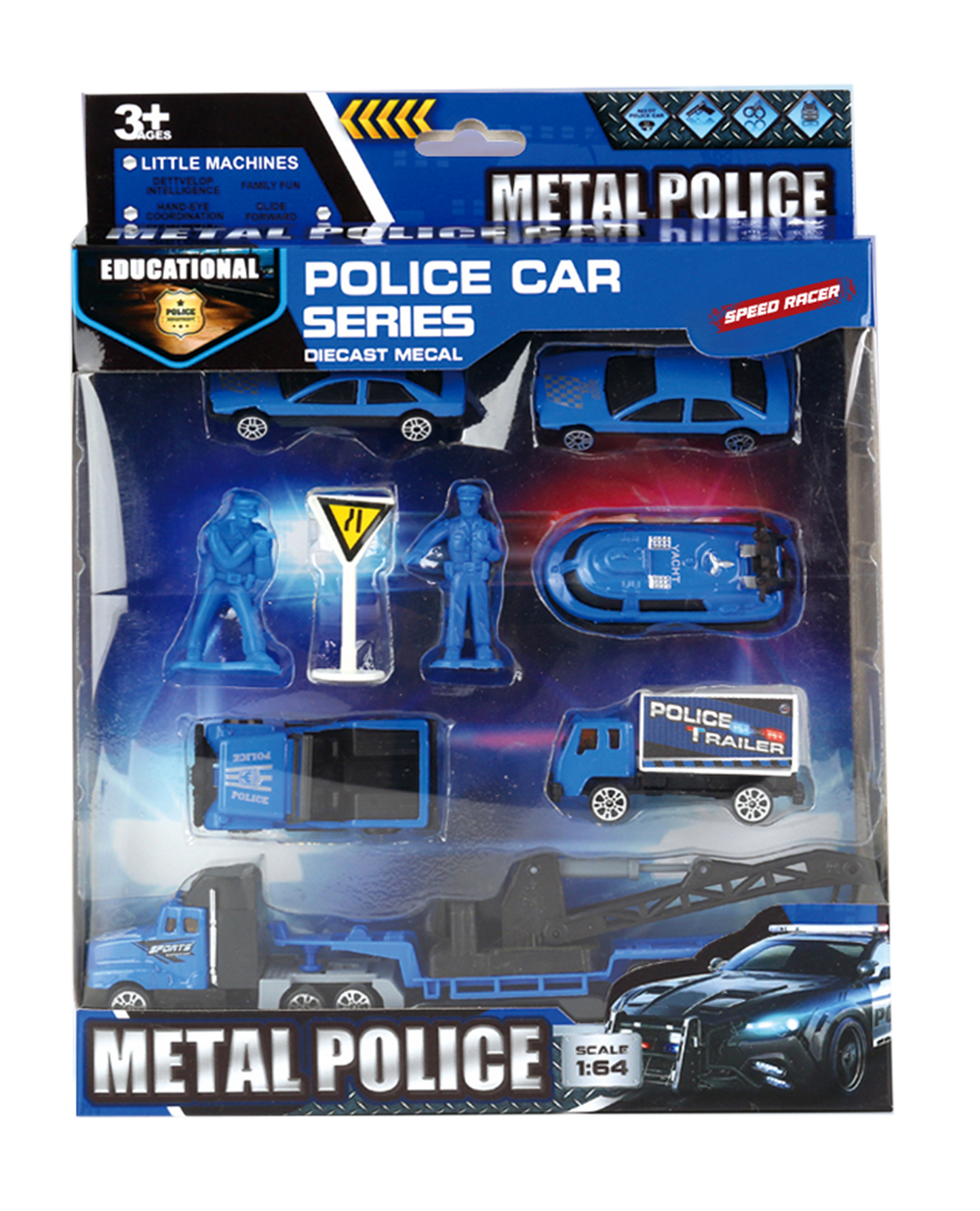 Conjunto Bombeiros/Construção/Polícia 9pcs KIDZUP