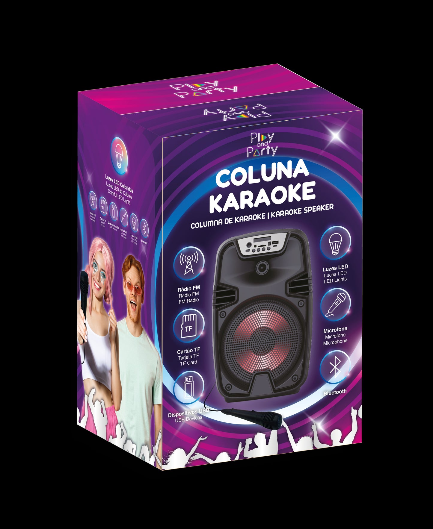 Coluna Karaoke com Microfone Play&Party