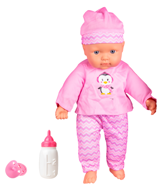Boneca Bebé 38cm c/Som Roupa Rosa NEQUITO
