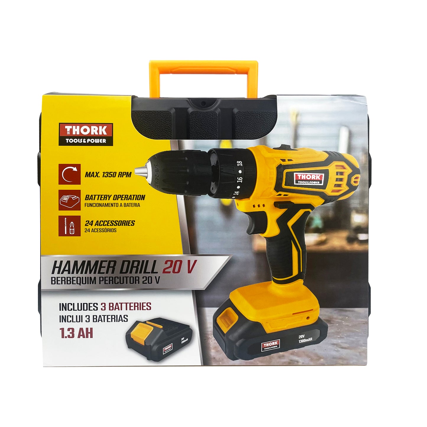 Aparafusadora com 3 Baterias + Acessórios THORK