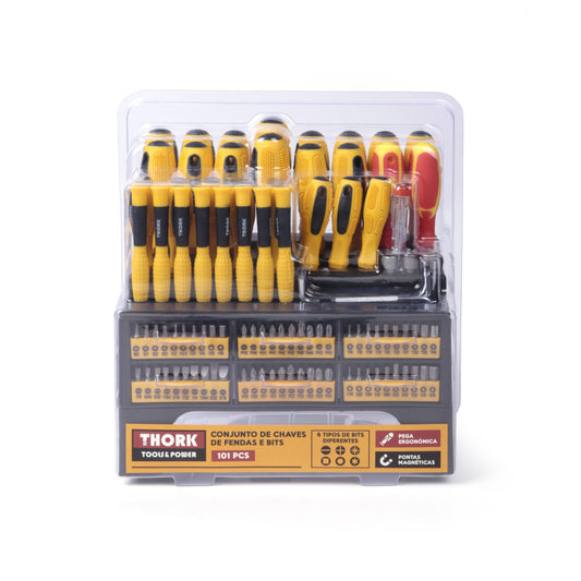 Conjunto de Chaves de Fendas e Bits 101 Peças THORK