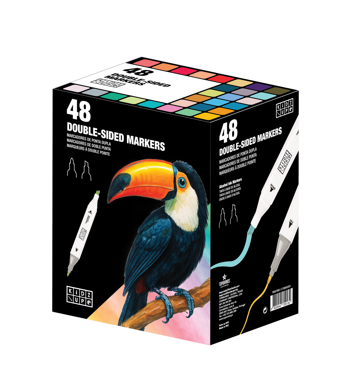 Conjunto 48 Marcadores Dupla Ponta + Bolsa e Organizador
