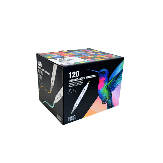 Conjunto 120 Marcadores Dupla Ponta + Bolsa e Organizador