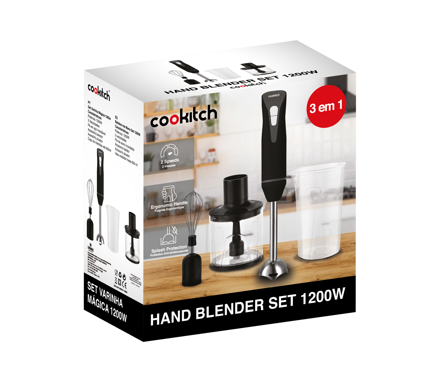 Varinha Mágica 1200W Set 3 em 1 Preto COOKITCH