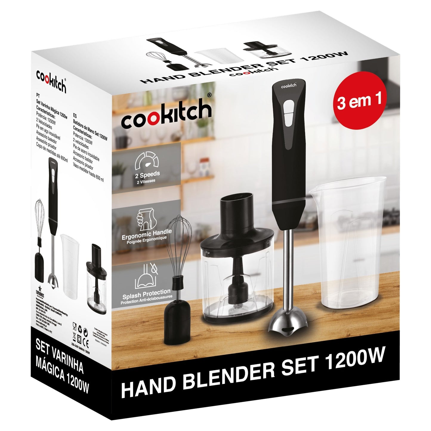 Varinha Mágica 1200W Set 3 em 1 Preto COOKITCH