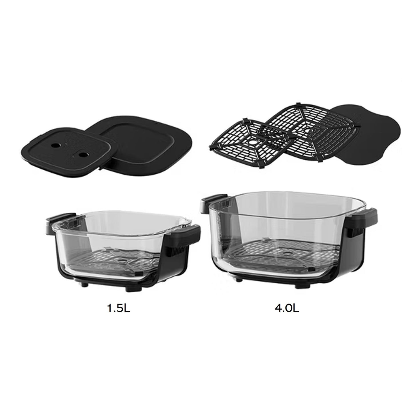 Air Fryer  - Fritadeira sem Óleo Portátil de Vidro Cookitch (4L + 1.5L- 1500 W - Preto)