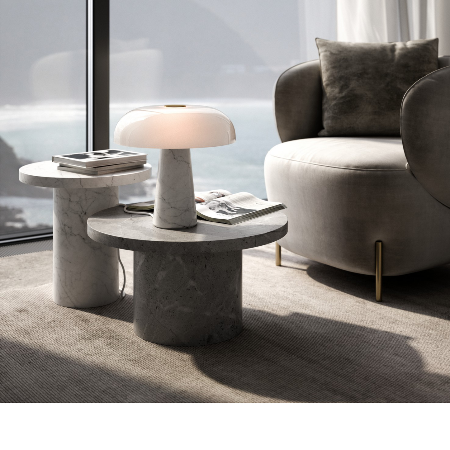 Glossy Candeeiro de mesa Branco Opal