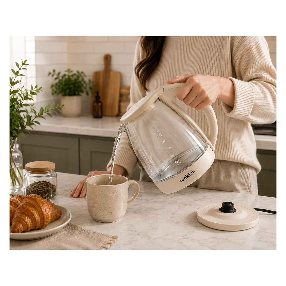 Jarro Elétrico Matte Sand de Vidro 1,7 L 2200 W  Cookitch