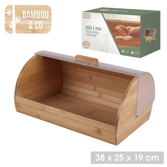 Caixa de Pão em Bambú com Tampa Transparente