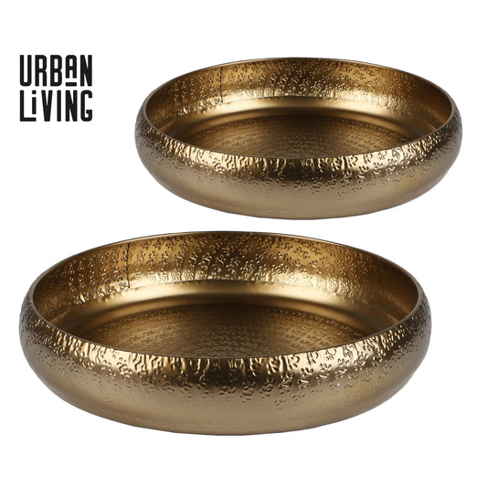 Conjunto de 2 Tabuleiros em Metal Dourado (27,5x8 & 34,5x7,5 cm)