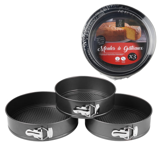 Conjunto de 3 Formas de Bolo com Dobradiças (Diâmetros: 22-24-26 cm)